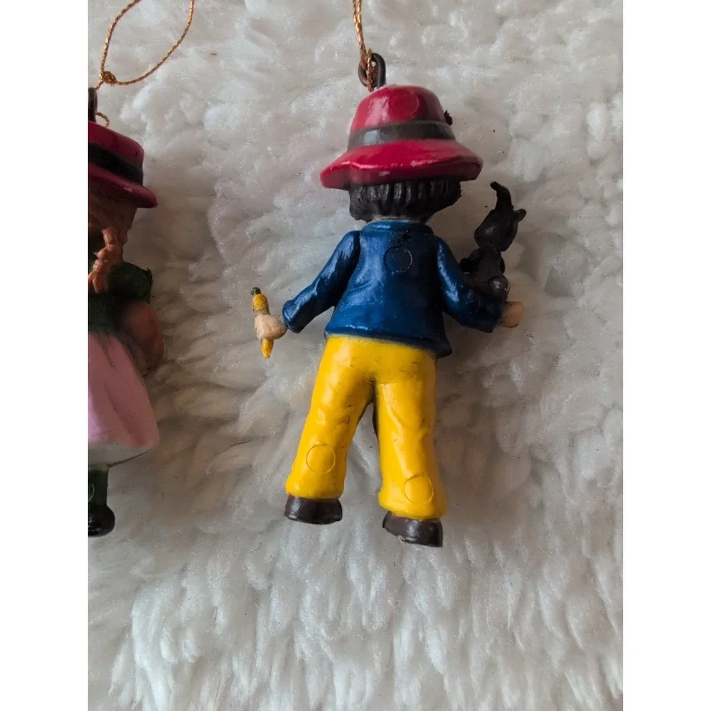 Vintage 1983 Bradford Novelty Girl Mandolin & Alpine boy Christmas Ornament
